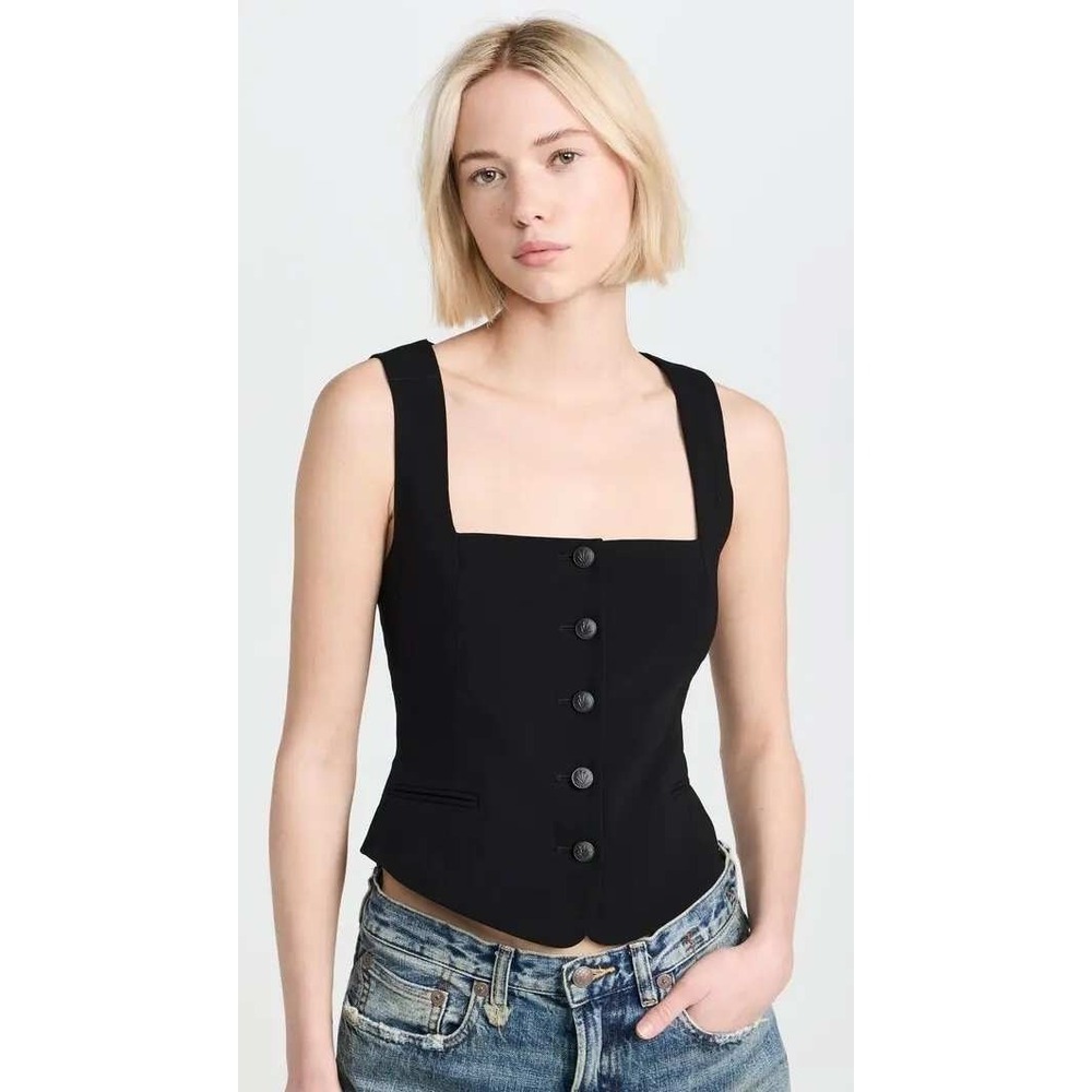 NEW! Rag & Bone Mariana Italian Crepe Vest New Black Size 10